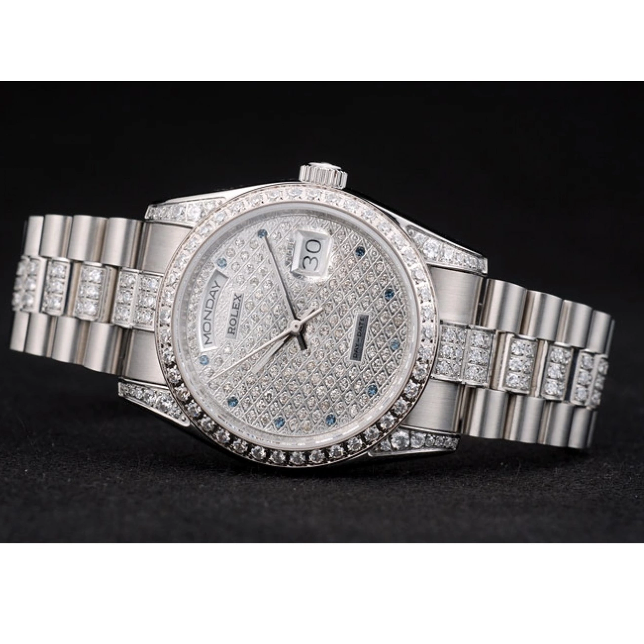 Aaa replica watch Plated 41986 Steel DayDate Rolex Dial Plated Bracelet Diamond Stainless Diamond 0804